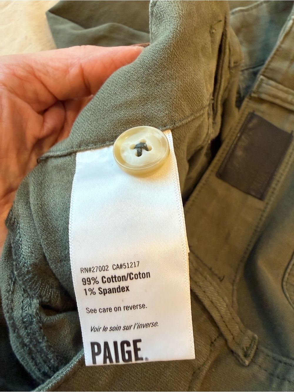 PAIGE Vintage Forester Green Ari Waistband Tie and Stitch Utility Pockets Pant - Picture 13 of 14